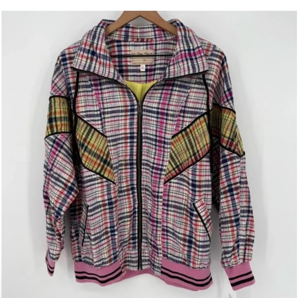NWT Free People Plaid Multicolor zip up Jacket